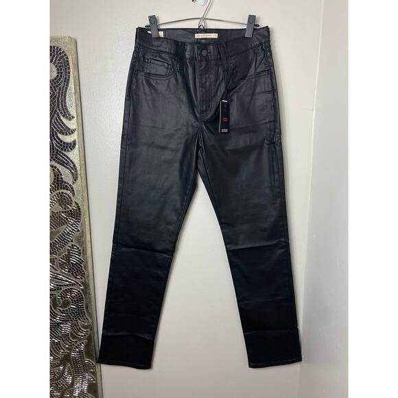 NWT LEVI'S JEANS 29 BLACK COATED PREMIUM 724 HIGH RISE SLIM STRAIGHT PANTS - Picture 1 of 15